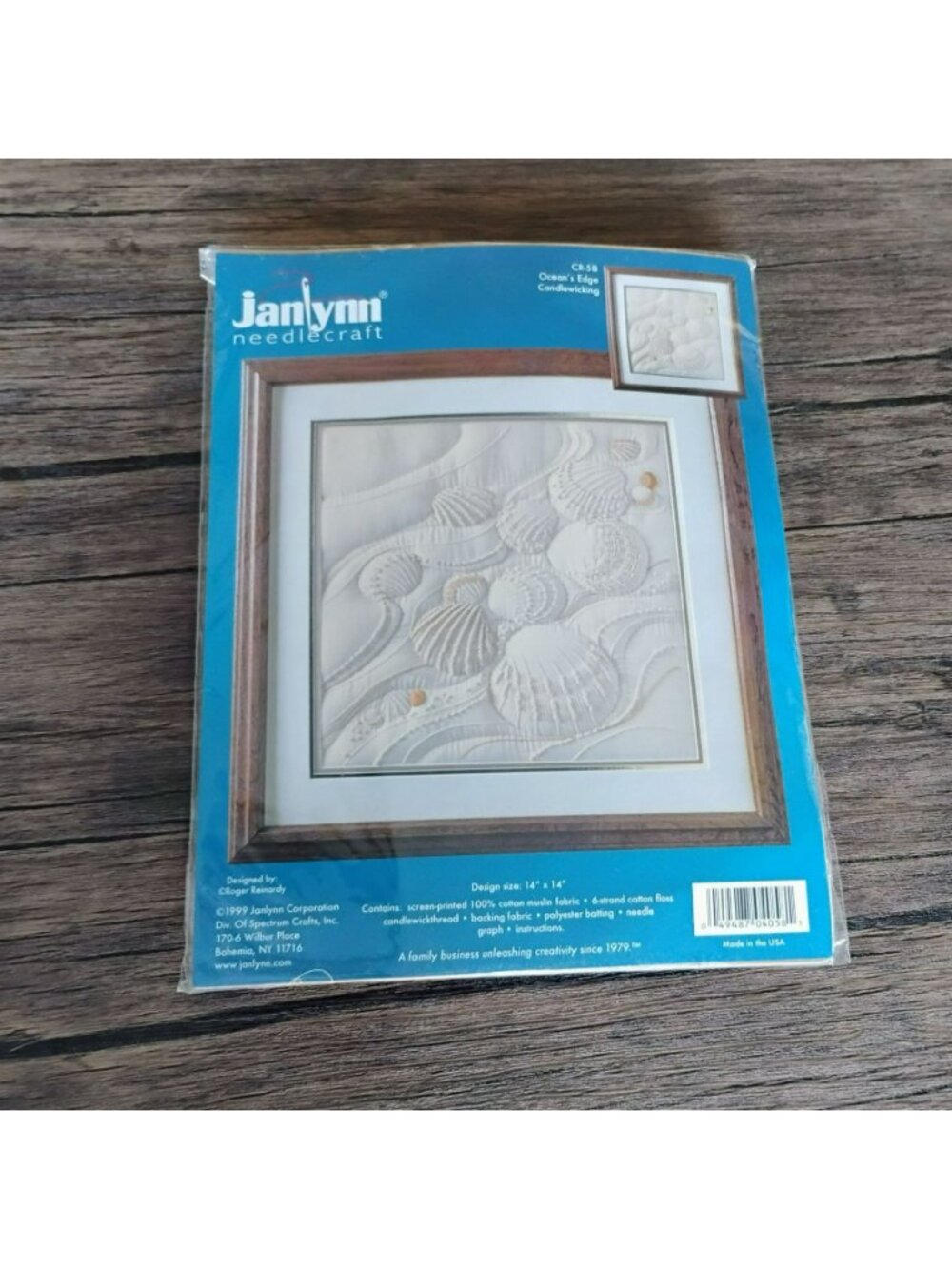 Janlynn Oceans Edge Candlewicking Needlecraft Kit 14" X 14" Cotton Muslin Fabric - Picture 3 of 6